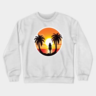 girl with sun, beach and sand Crewneck Sweatshirt